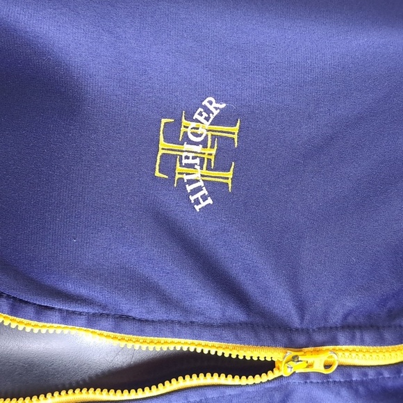 Tommy Hilfiger vintage spellout blue & yellow XL full zip lightweight jacket - Picture 7 of 9